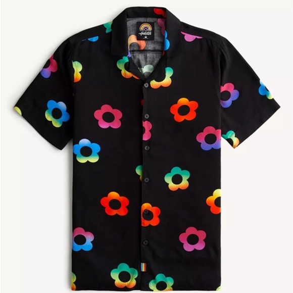 💕 Hollister Black Casual Button Down Shirt with Vibrant Floral Design L - Picture 1 of 10